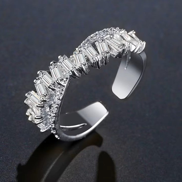 Baguette Diamond Band in Rose, White or Yellow Gold Plate (lab-created)