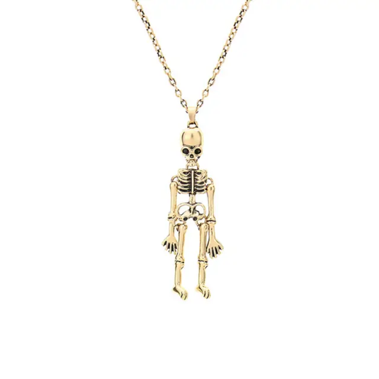 Gold-plated Moving Skeleton Necklace for Halloween