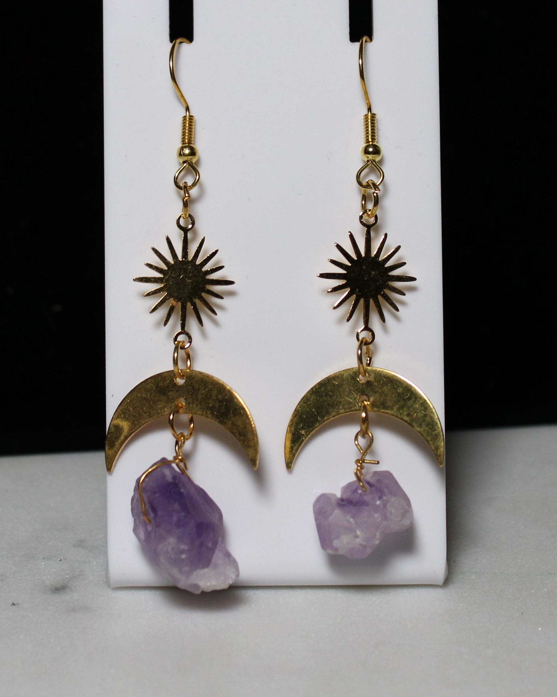 Sun and Moon Amethyst Drop Earrings image 1
