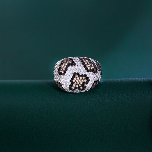 18k Gold-Plated Leopard Print Colored Pave Cubic Zirconia Ring