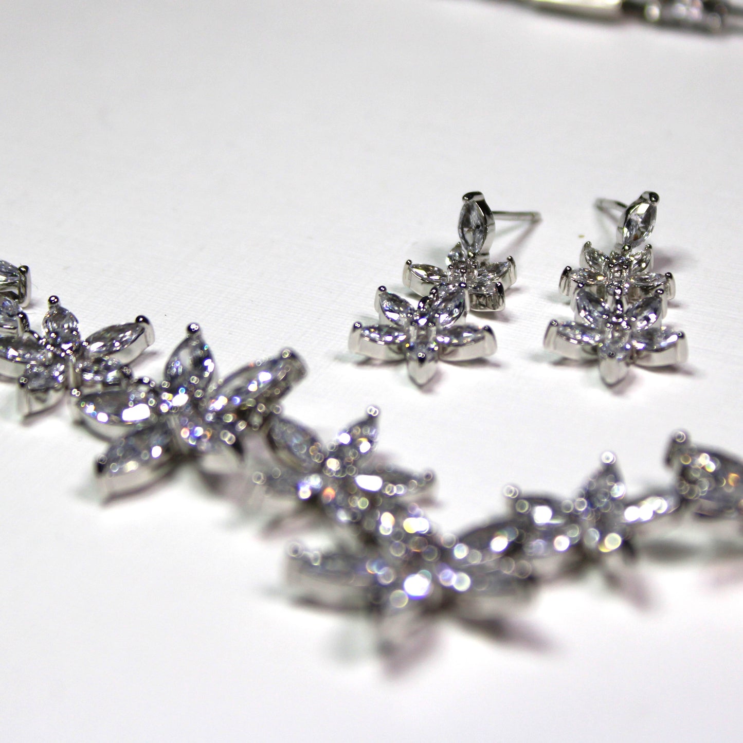 Amanda: Rhodium-plated .925 Sterling lab-created Diamond Earrings