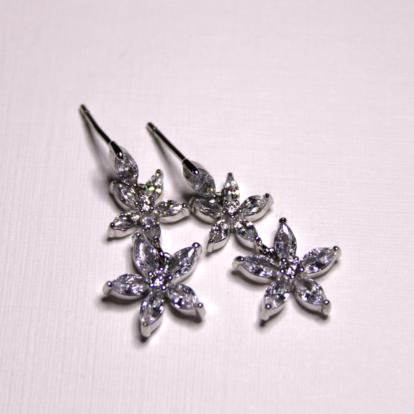 Amanda: Rhodium-plated .925 Sterling lab-created Diamond Earrings