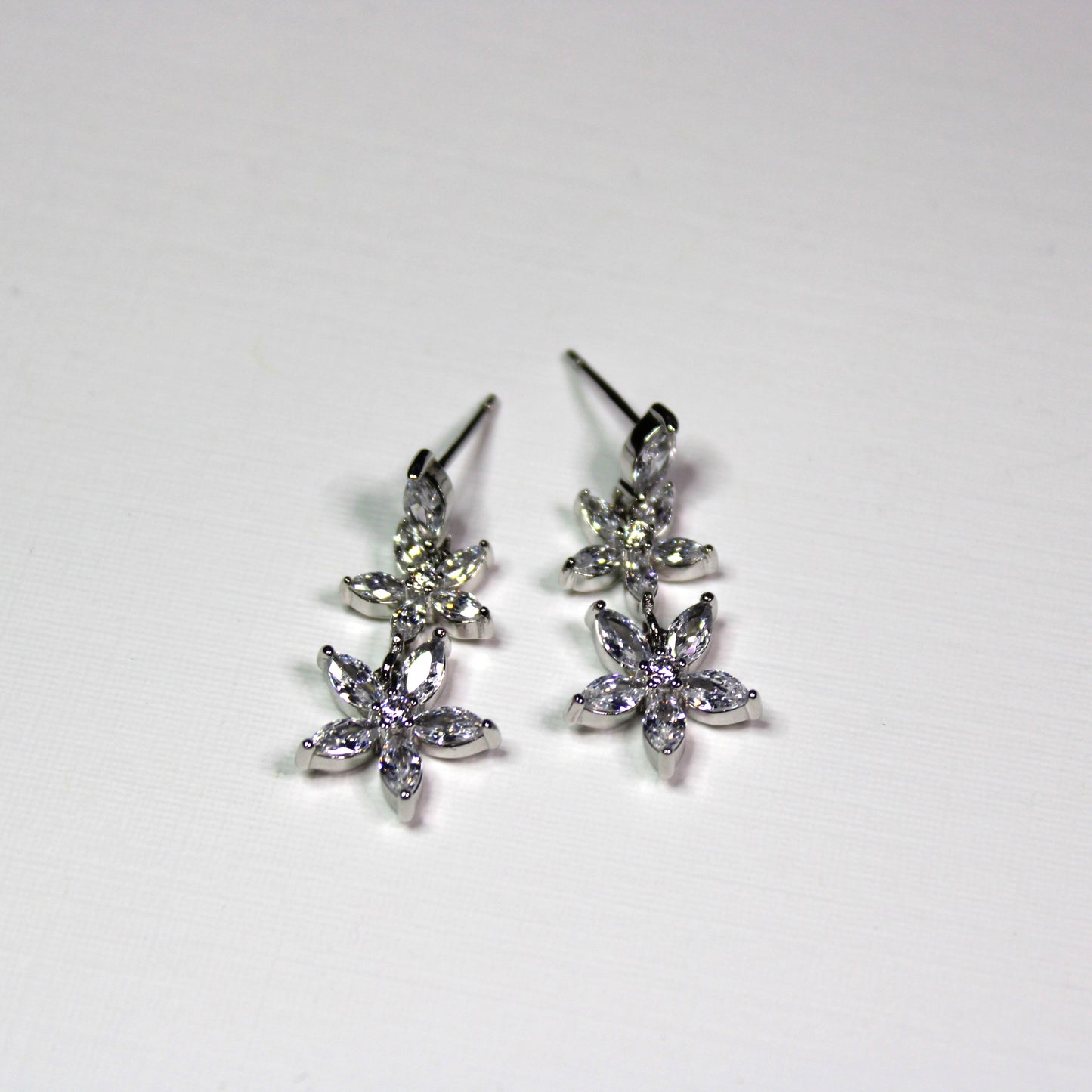 Amanda: Rhodium-plated .925 Sterling lab-created Diamond Earrings