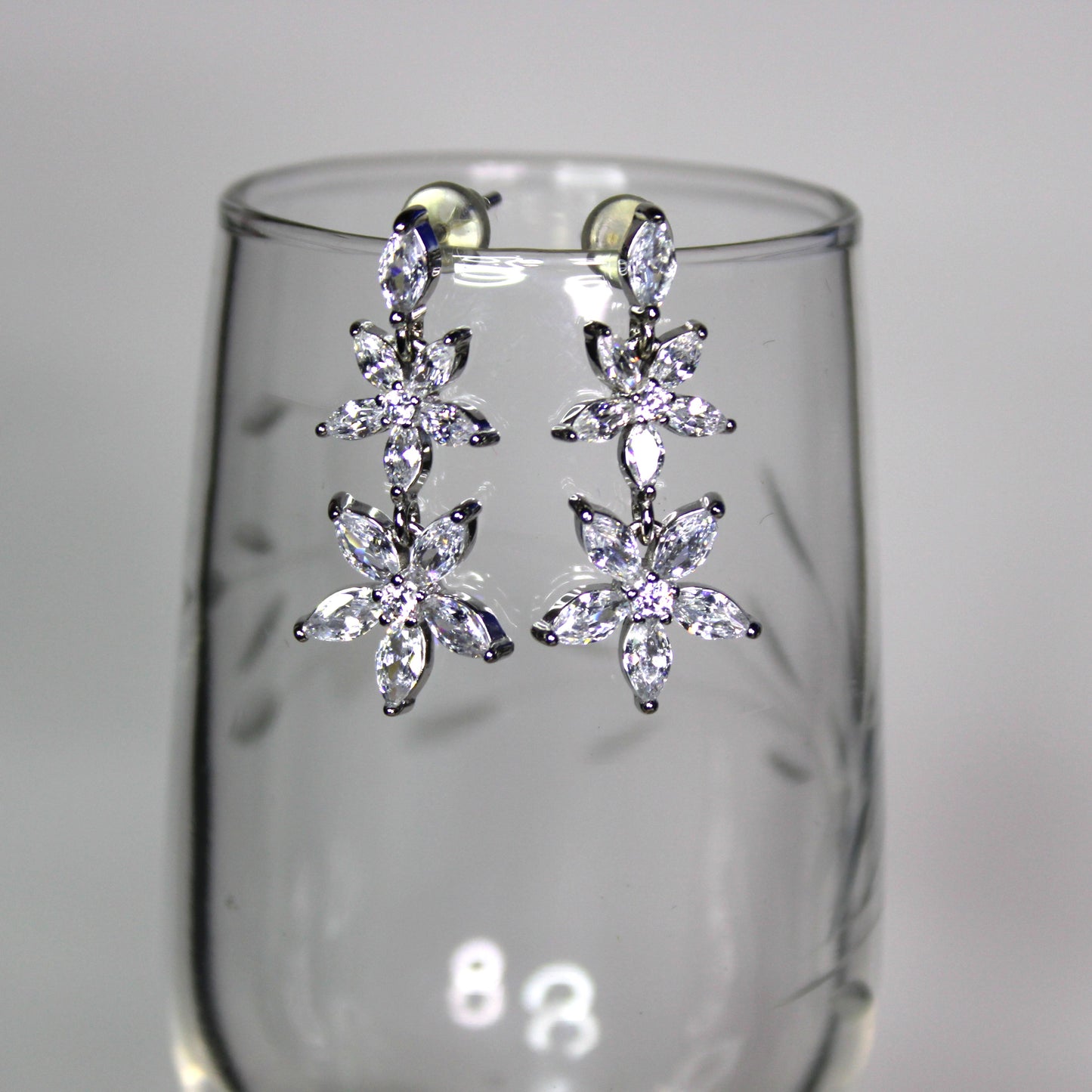 Amanda: Rhodium-plated .925 Sterling lab-created Diamond Earrings