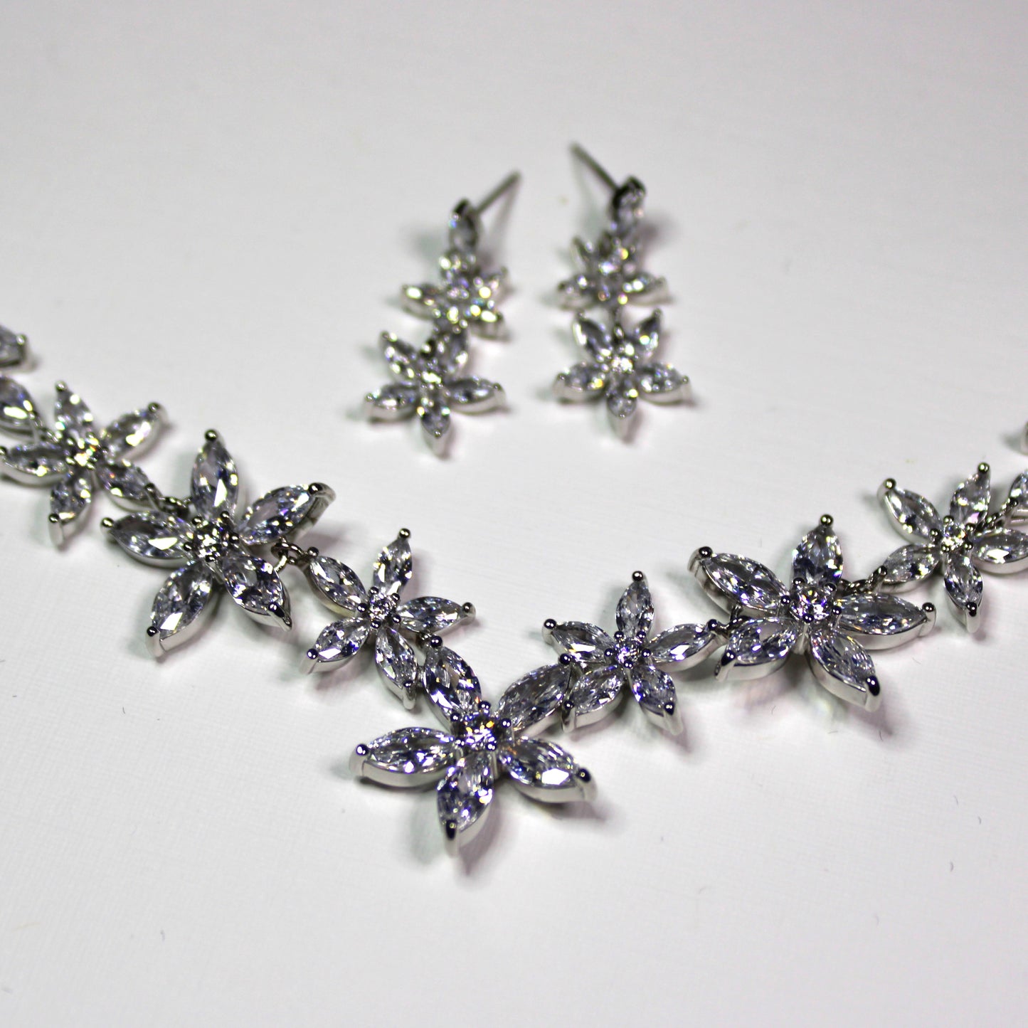Amanda: Rhodium-plated .925 Sterling lab-created Diamond Earrings