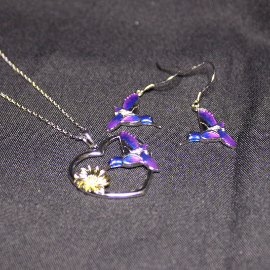 Rhodium-Plated .925 Sterling Hummingbird Earrings