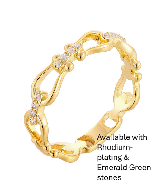 Rhodium-plated .925 Sterling lab-created Emerald Knot Band Ring