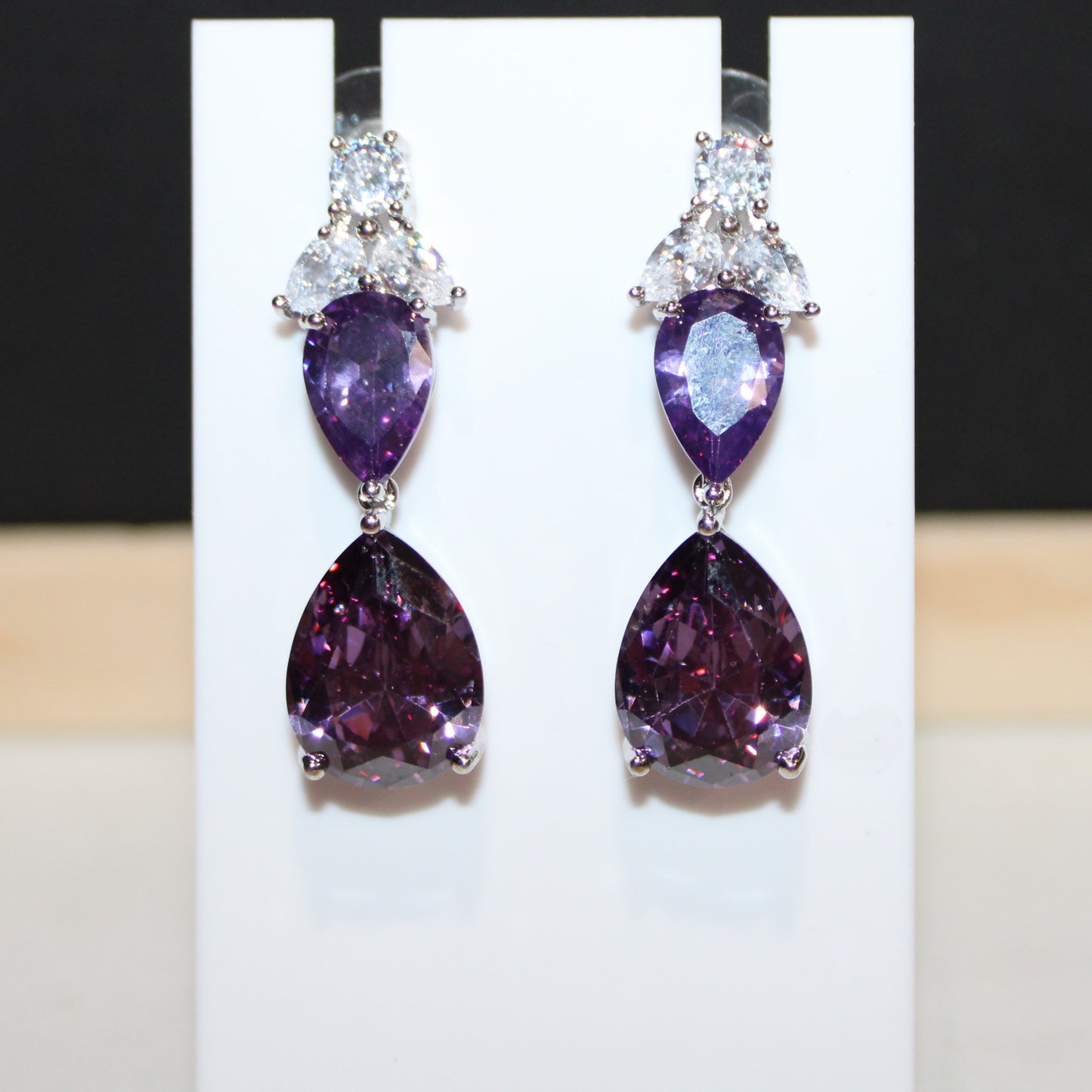 Esmeralda: White Gold-plated Amethyst and Diamond Jewelry Set (lab-created)
