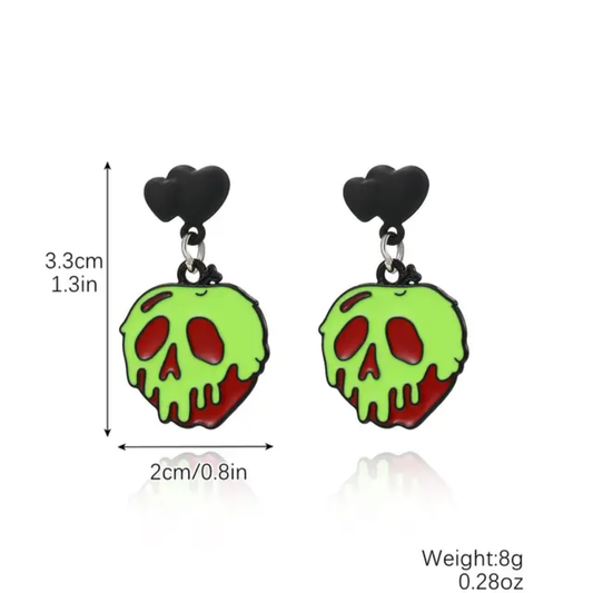 Halloween Green Face Apple Earrings