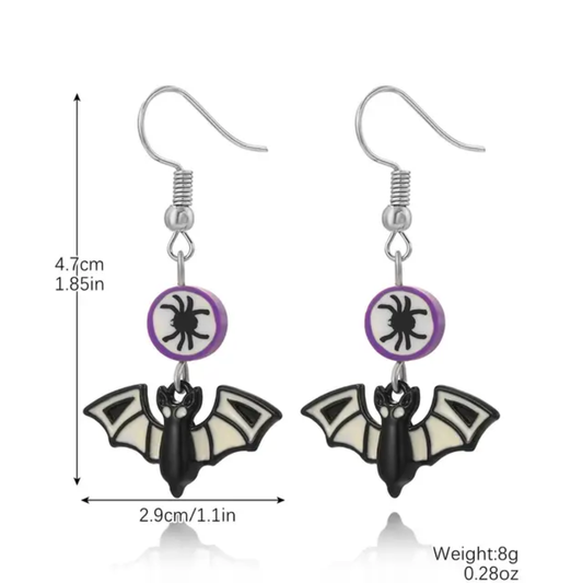 Halloween Bat and Spider Earrings