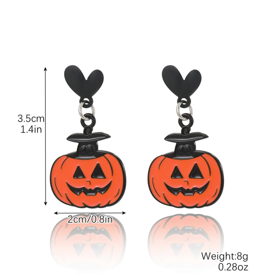 Halloween Jack-O-Lantern Earrings (Black)