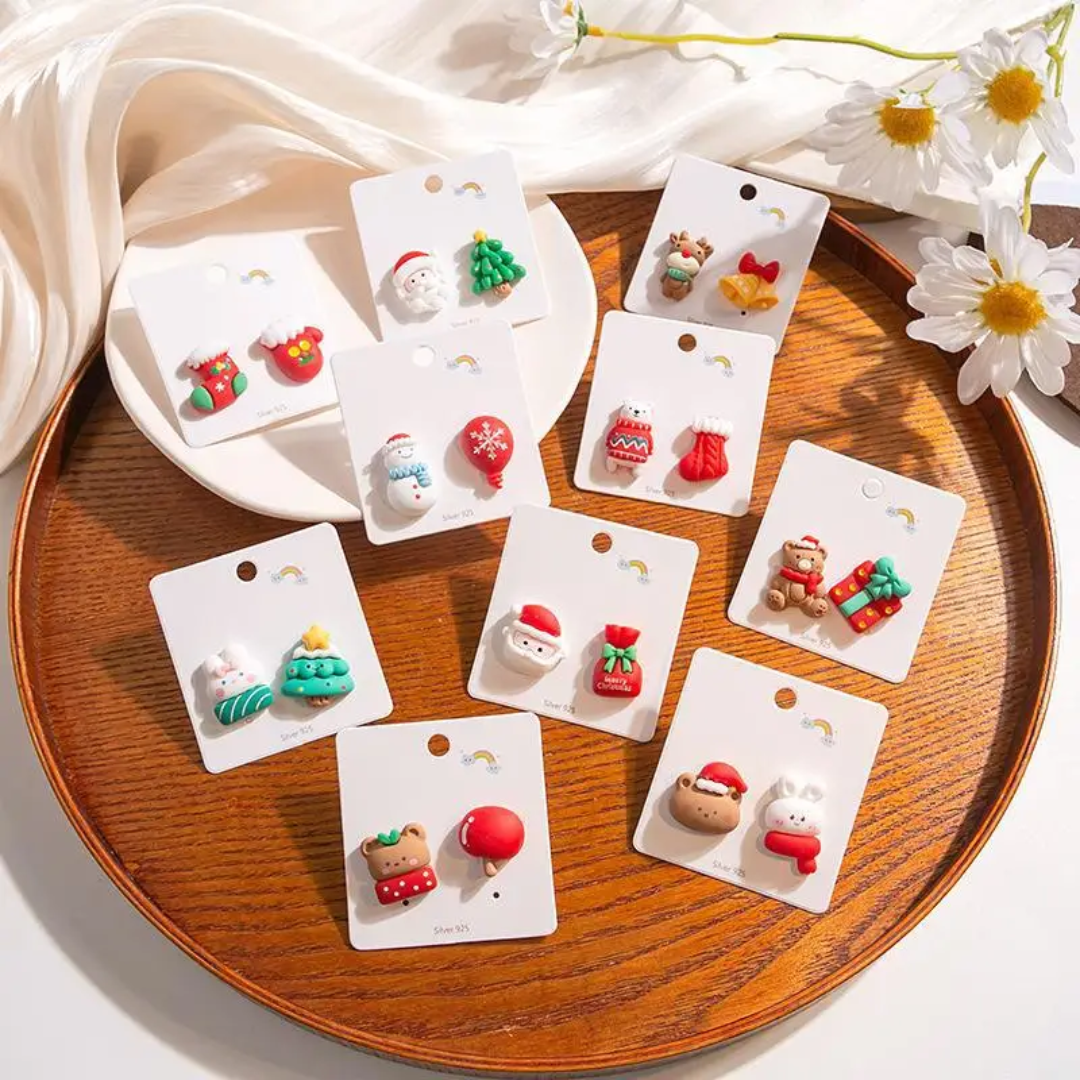 .925 Sterling Silver Post Polymer Clay Christmas / Holiday Earrings *** Choice of 9 Styles ***