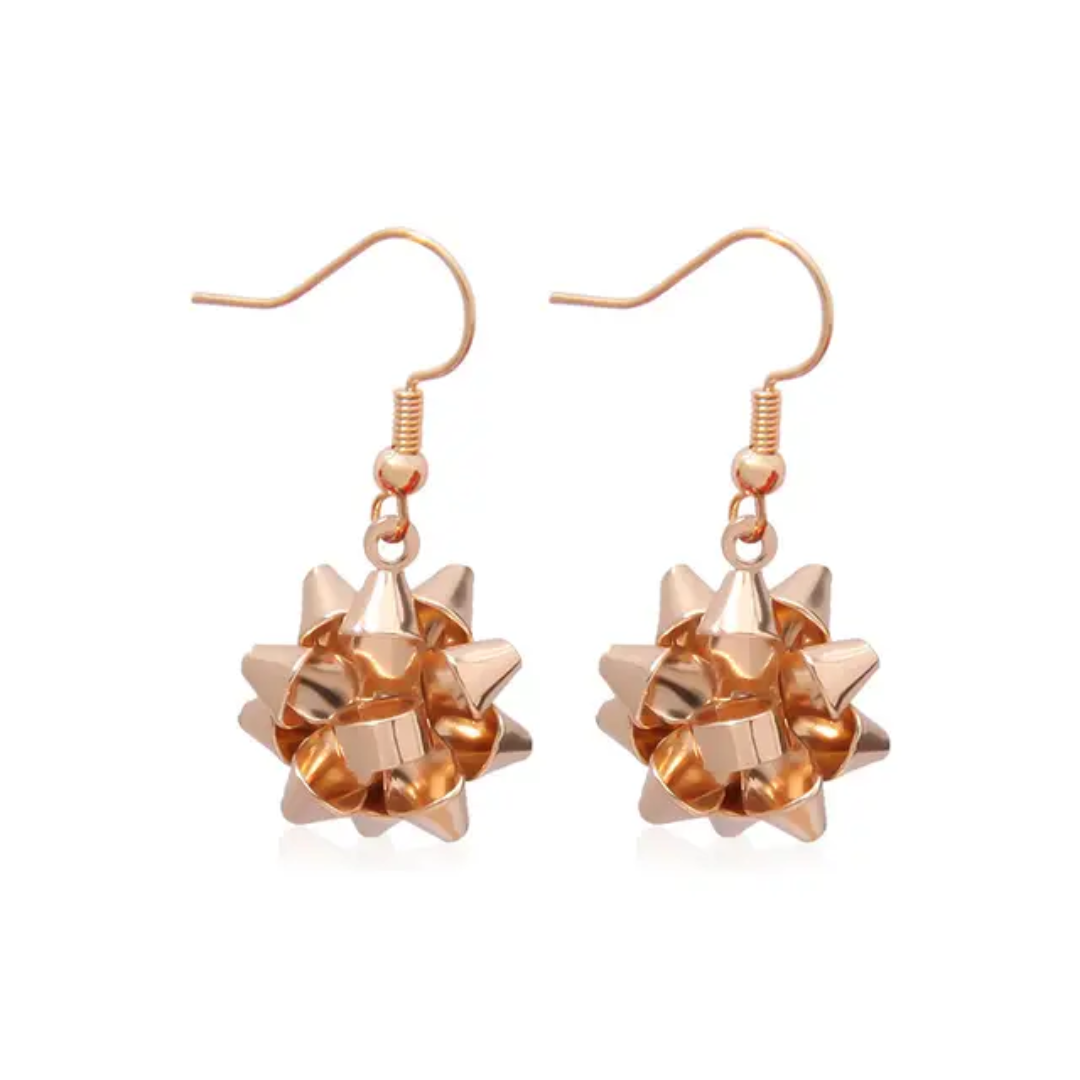 Stainless Steel Gift Ribbon Christmas / Holiday Earrings *** Choice of 3 Colors ***