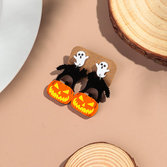 Ghost, Cat and Pumpkin Acrylic Halloween Earrings
