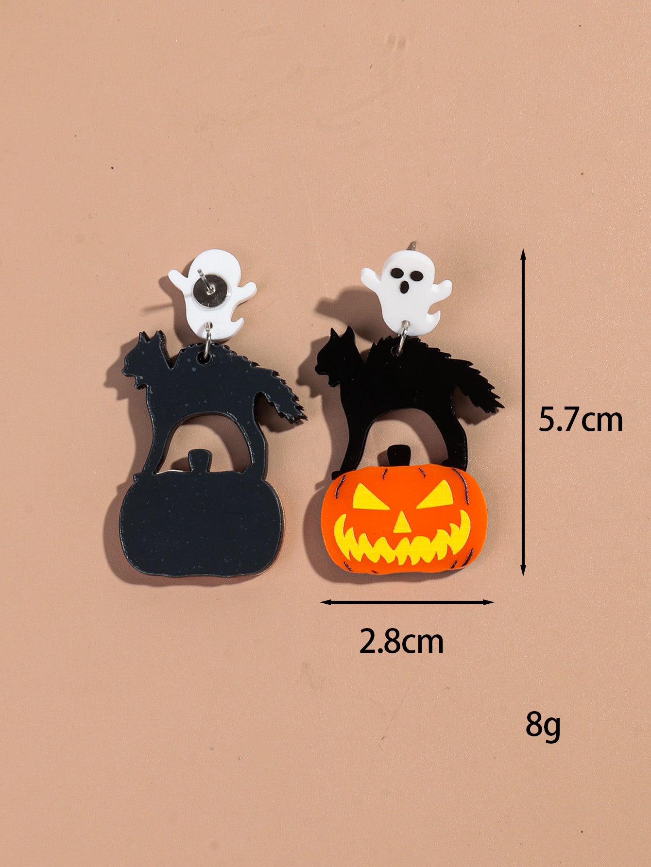 Ghost, Cat and Pumpkin Acrylic Halloween Earrings