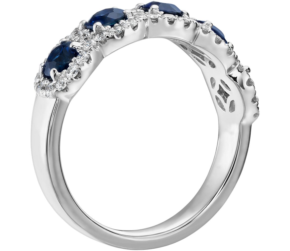 Silver-plated Sapphire Cubic Zirconia Band Ring