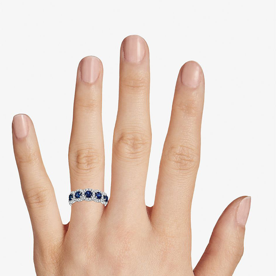 Silver-plated Sapphire Cubic Zirconia Band Ring