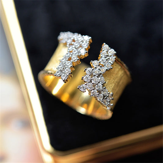 Gold-plated Open Band ring with Cubic Zirconia Accents (Rose, White or Yellow Gold Plated)