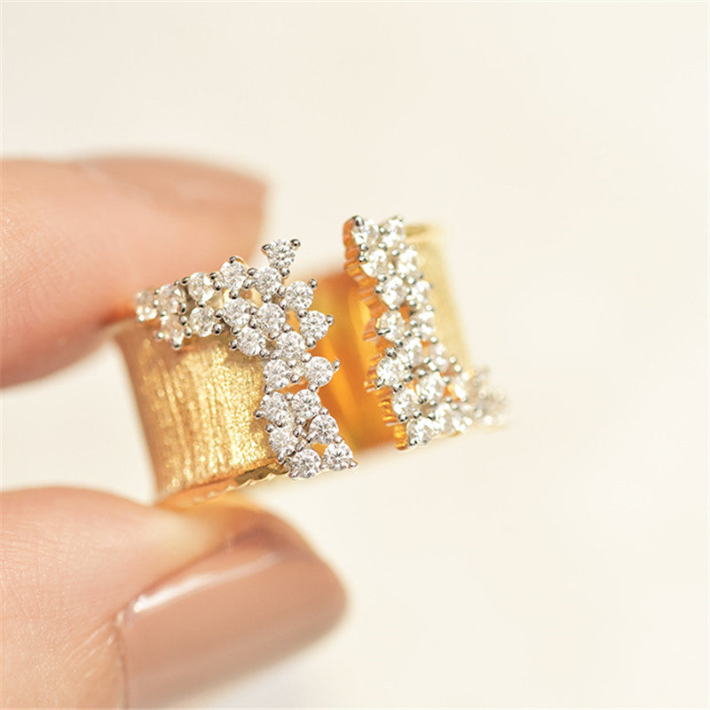 Gold-plated Open Band ring with Cubic Zirconia Accents (Rose, White or Yellow Gold Plated)
