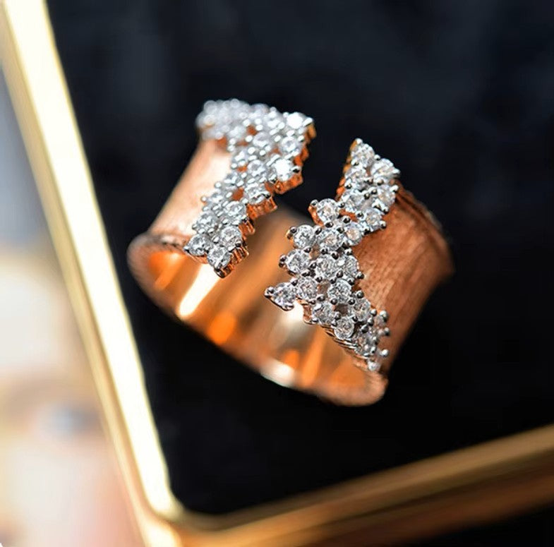 Gold-plated Open Band ring with Cubic Zirconia Accents (Rose, White or Yellow Gold Plated)