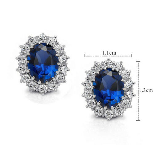 Cubic Zirconia Oval Gem Colored with Halo Stud Earrings *** 7 color choices ***