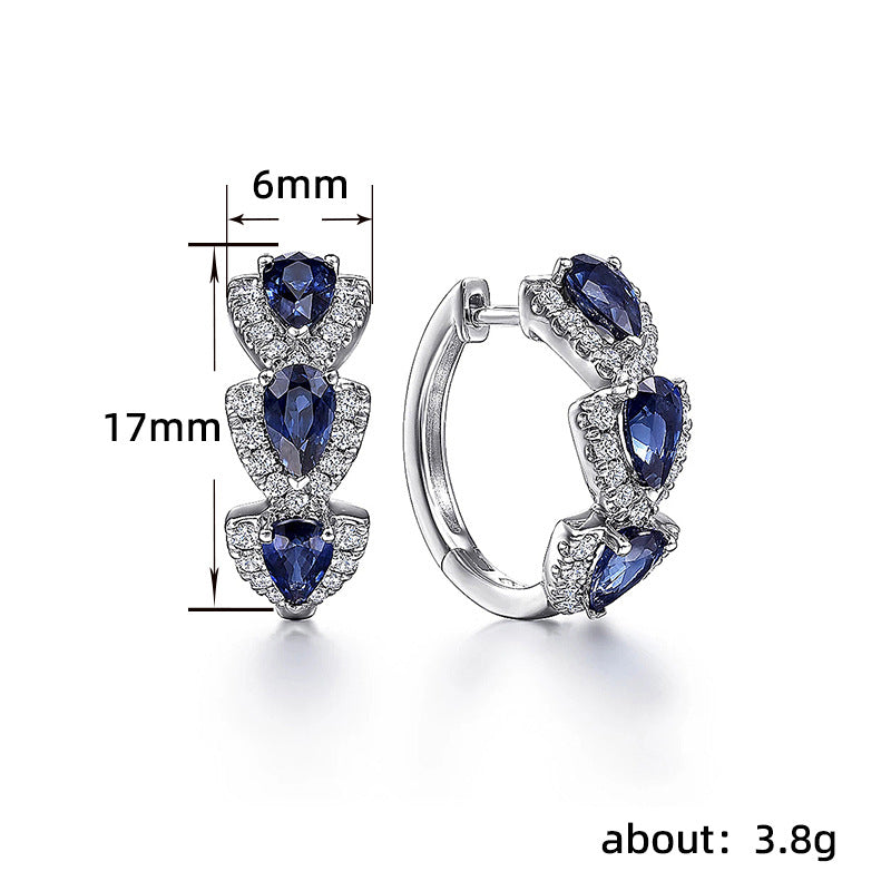 Silver or Gold-plated Stainless Steel Cubic Zirconia Colored Gem Halo Hoop Earrings