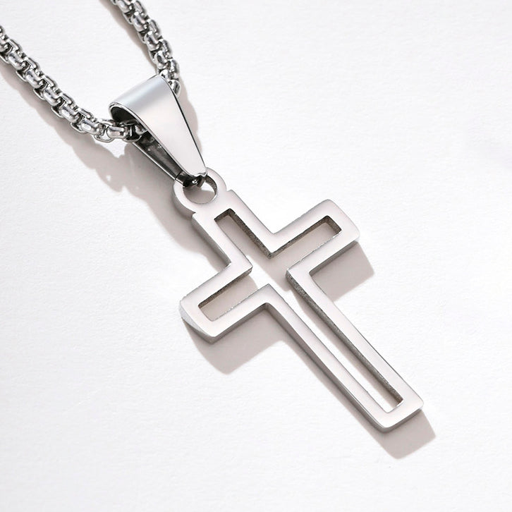 Gold-plated Stainless Steel Open Cross Necklace