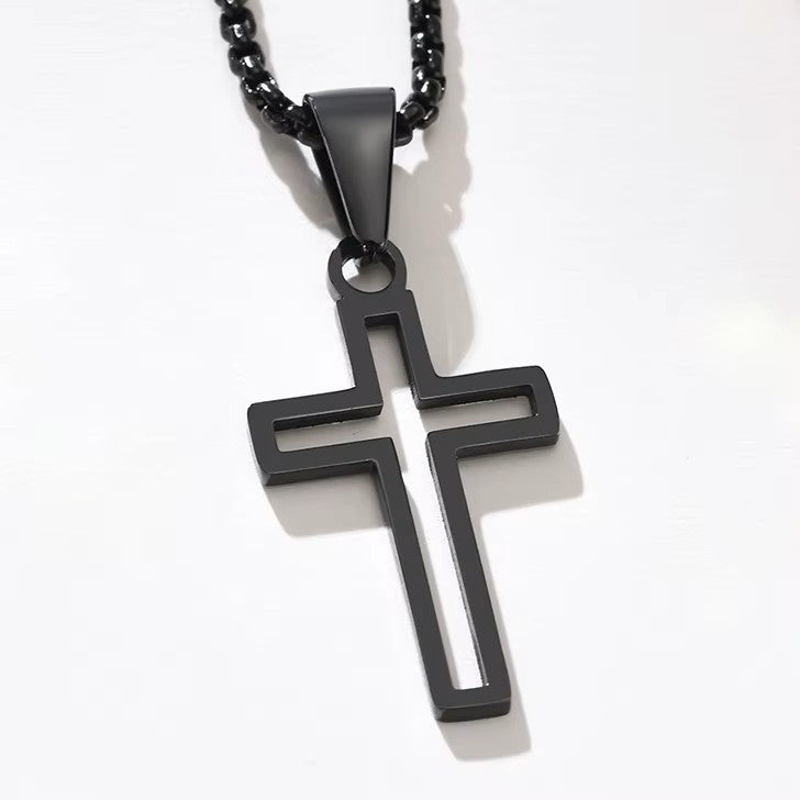 Gold-plated Stainless Steel Open Cross Necklace