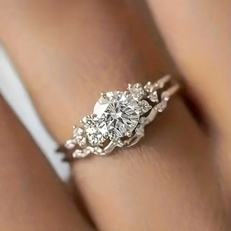 Silver-plated Cubic Zirconia 2-piece Solitaire and Enhancer Set