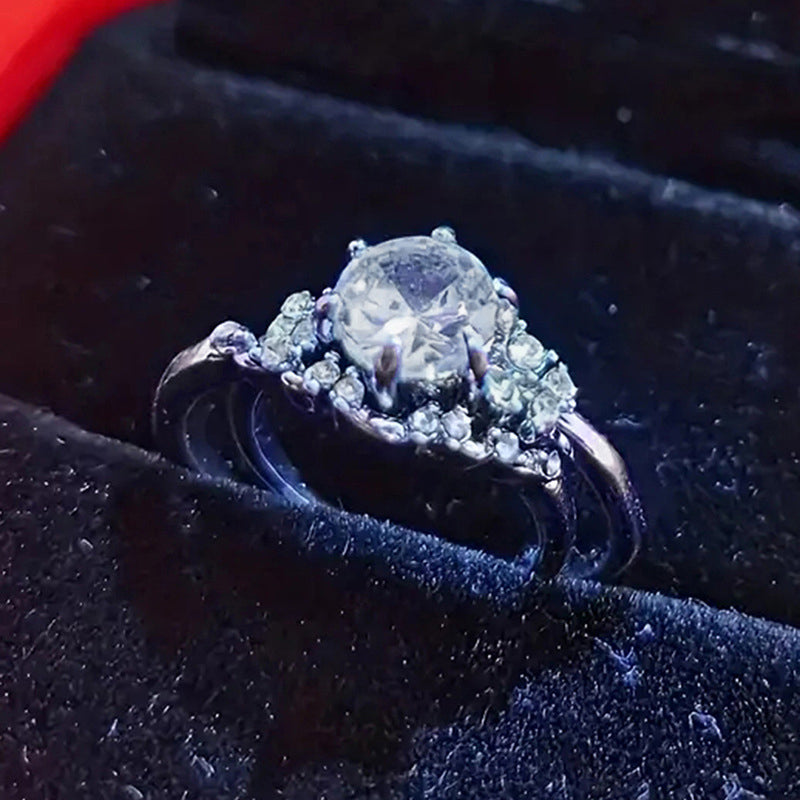 Silver-plated Cubic Zirconia 2-piece Solitaire and Enhancer Set