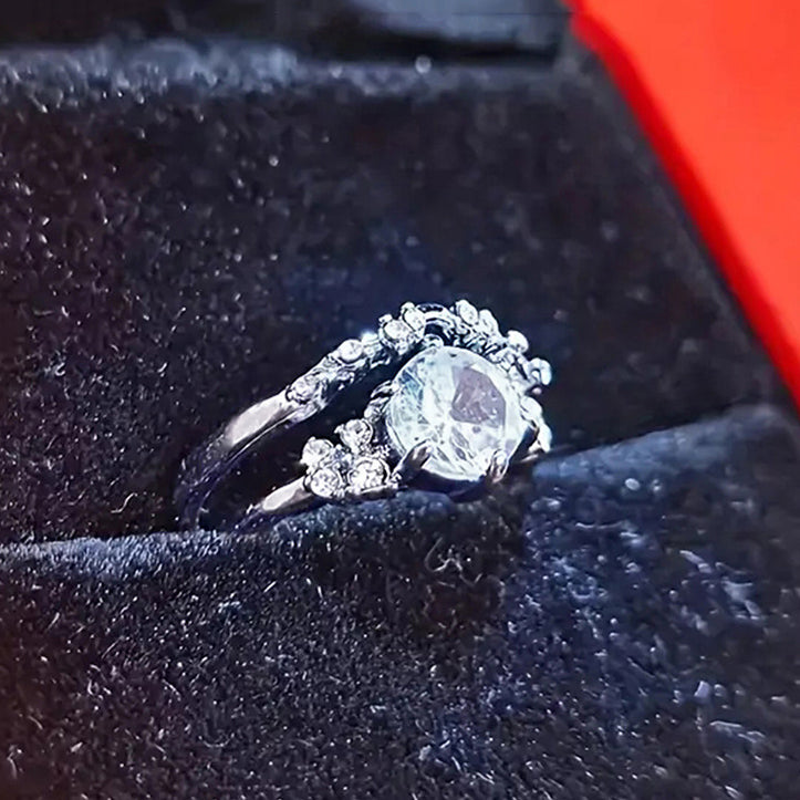 Silver-plated Cubic Zirconia 2-piece Solitaire and Enhancer Set