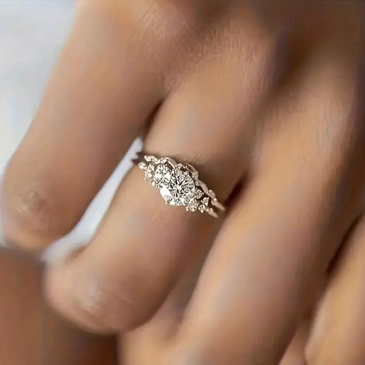 Silver-plated Cubic Zirconia 2-piece Solitaire and Enhancer Set