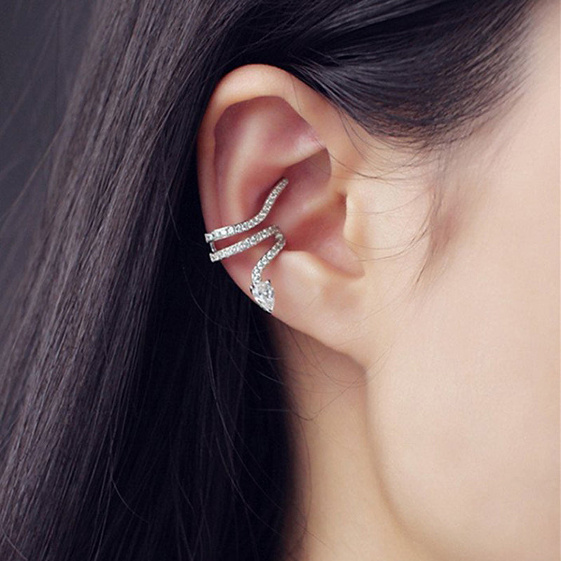 .925 Sterling Snake inspired Ear Cuff with CZ pave accents