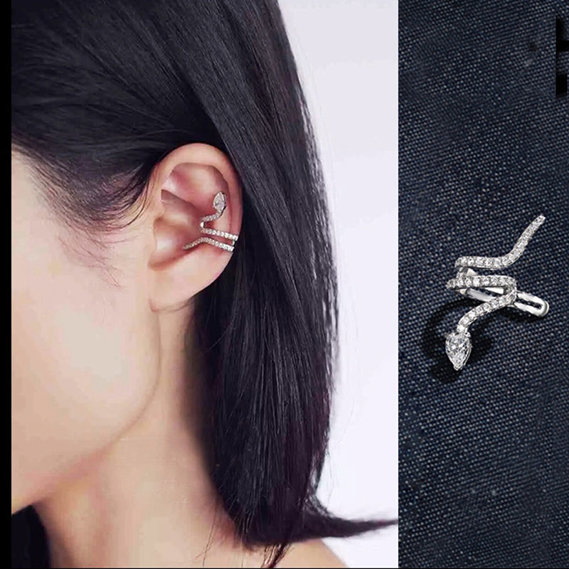 .925 Sterling Snake inspired Ear Cuff with CZ pave accents