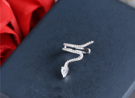.925 Sterling Snake inspired Ear Cuff with CZ pave accents
