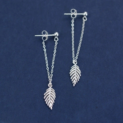 .925 Sterling Leaf Chain Earrings