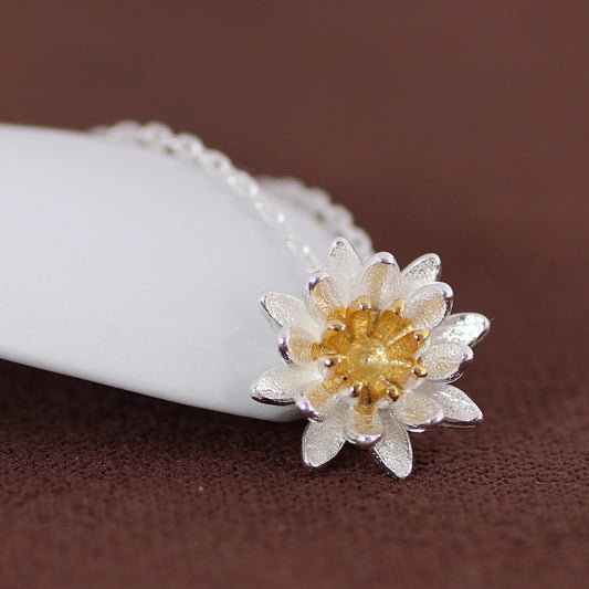 .925 Sterling Lotus Flower Necklace