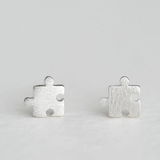 .925 Sterling Puzzle Piece Stud Earrings