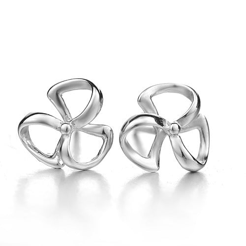 .925 Sterling Clover Loop Stud Earrings