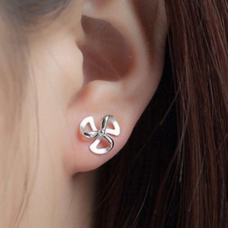 .925 Sterling Clover Loop Stud Earrings