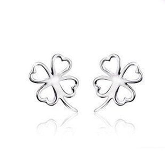 .925 Sterling Four Leaf Clover Stud Earrings