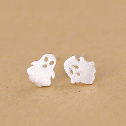 .925 Sterling Silver Ghost Stud Earrings