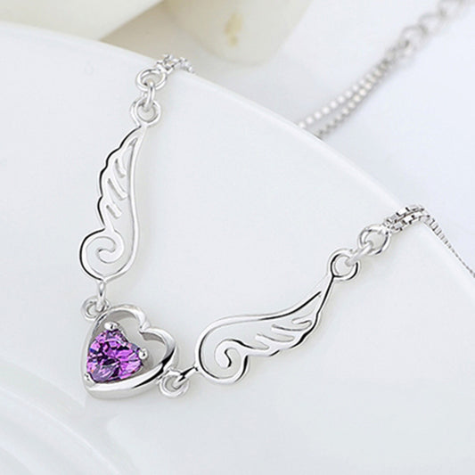 .925 Sterling Winged CZ Heart Necklace