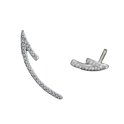 .925 Sterling Asymmetrical Arrow Earrings with CZ pave accents