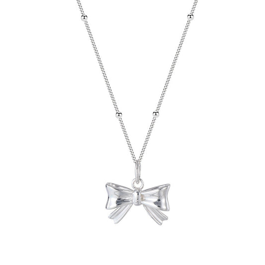 .925 Sterling Bow Necklace with beaded chain