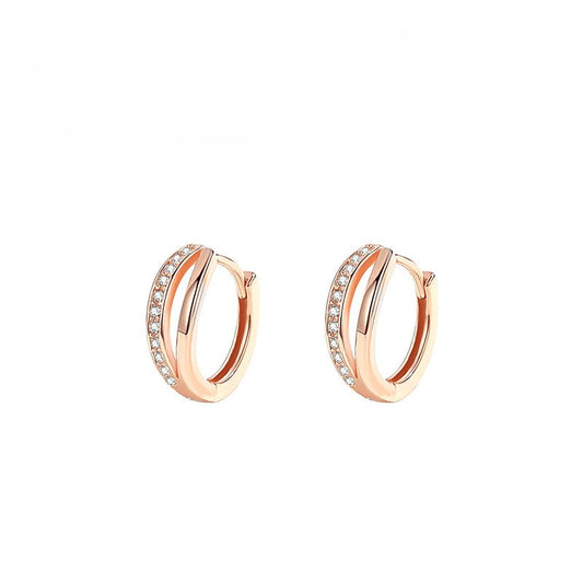 .925 Sterling Split Huggie Hoop Pave CZ Earrings