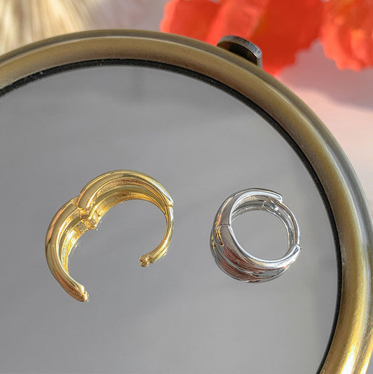 .925 Sterling Thick Huggie Hoop Earrings