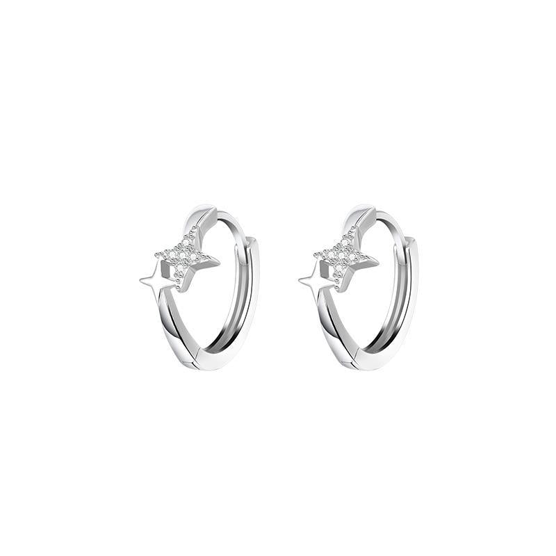 .925 Sterling Star Huggie Hoop Earrings