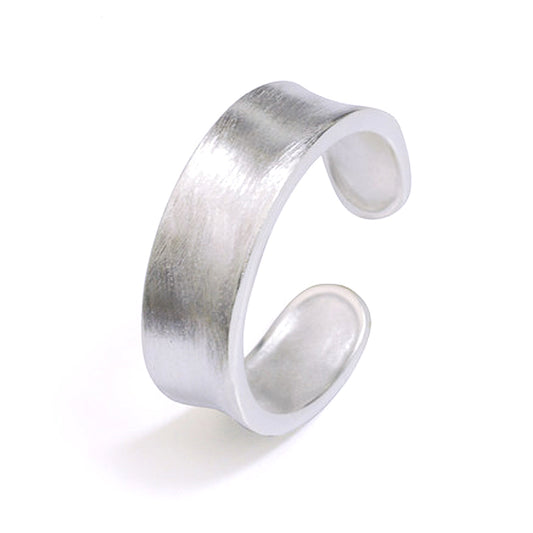 .925 Sterling Wide Face Curved Open Adjustable Band Ring