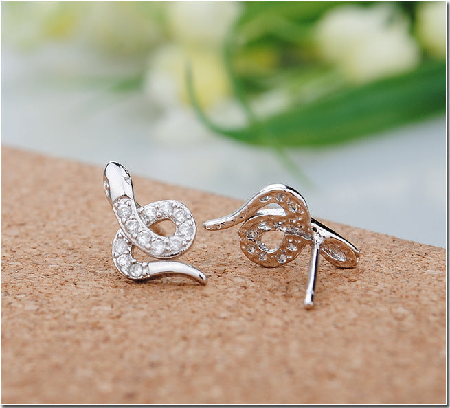 .925 Sterling Pave Snake Earrings